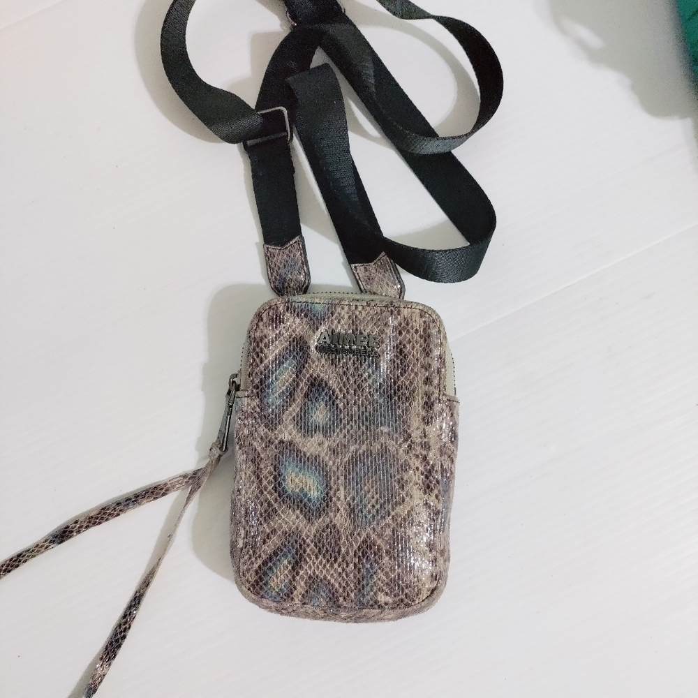 Aimee Kestenberg Iridescent Reptile Pattern Leather Crossbody Phone Bag Purse
